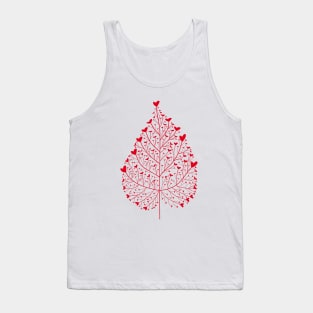 Red hearts leaf drawing Tank Top